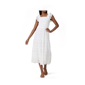 Sea New York Daisy Smocked Midi Dress in White